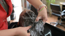 Load image into Gallery viewer, 1168 01 Melinda young girl salon shampoo red apron backward mom controlled