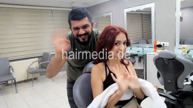 533 Erek Kuaförü strong redhead forward wash by barber in Turkey