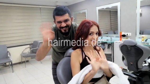 533 Erek Kuaförü strong redhead forward wash by barber in Turkey