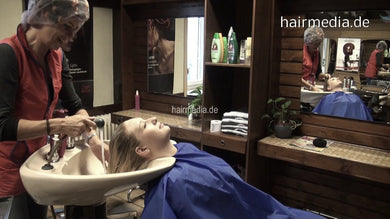1007 3 Nadine by KerstinHR in rollers and hairnet backward shampoo hairwash
