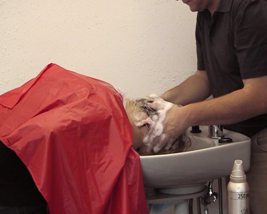 746 RebeccaW hobby salon shampooing forward over backward bowl by barber