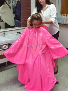 PVC Salon cape very large and heavy pink