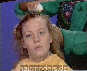 104 TV show forward hairwashing and perm on a blonde teen
