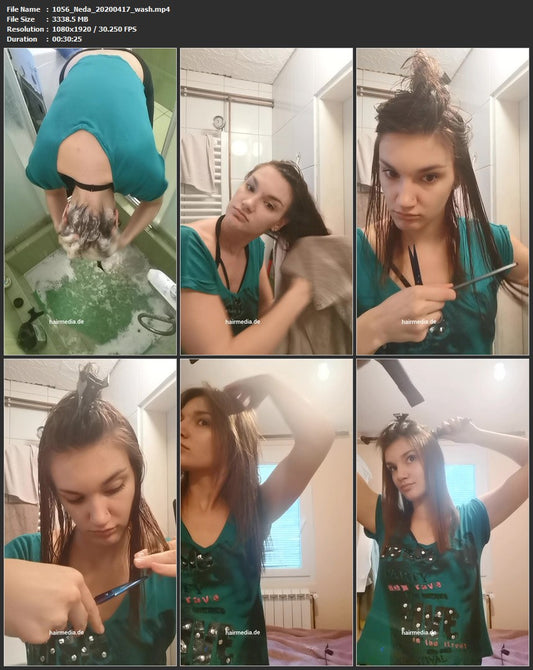 1056 Neda 20200417 self shampooing, haircut and blow out