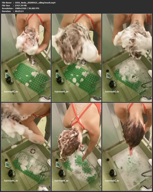 1056 Neda 20200421 oiling 3 wash extra long and extra strong 2x lathering 25 min HD video for download