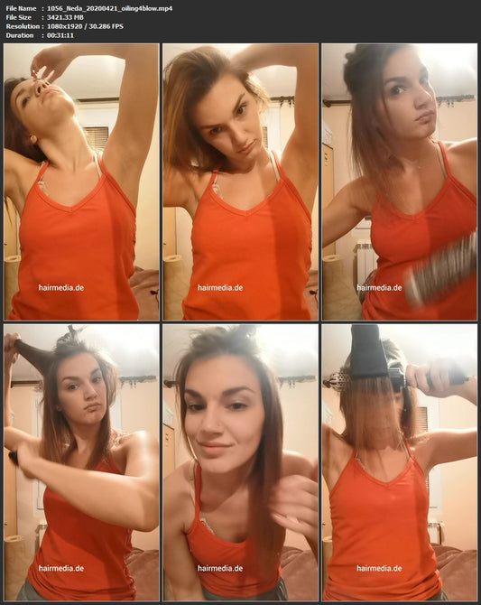 1056 Neda 20200421 oiling 4 blow dry style 31 min HD video for download