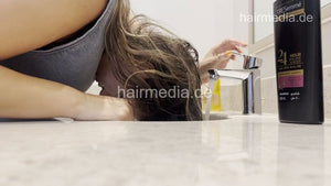 1056 Neda 20230415 self forward shampoo hairwash in hotel sink