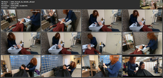 1060 Hannah by Natalie leatherpants backward shampoo and blow 66 min HD video for download