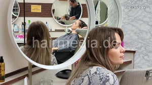 1065 Marina very long pampering salon shampooing by young barber Steven