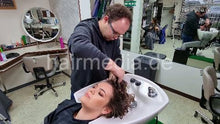Load image into Gallery viewer, 1065 Marina very long pampering salon shampooing by young barber Steven