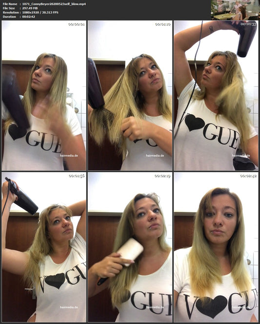 1071 ConnyB 20_05_23 self blow dry 4 min HD video for download