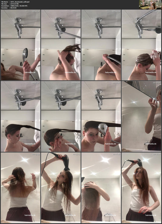 1075 AnastasiaK self home hairwash and blow 20 min HD video for download