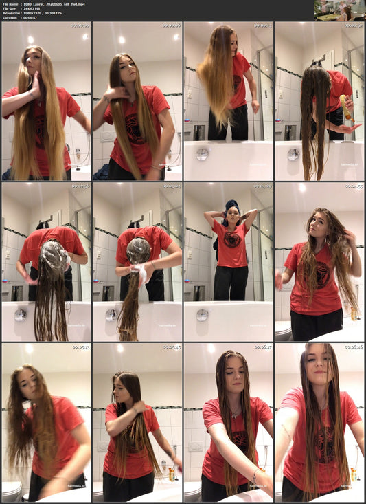 1080 LauraC 200605 self forward over tub wash and brush 7 min HD video for download