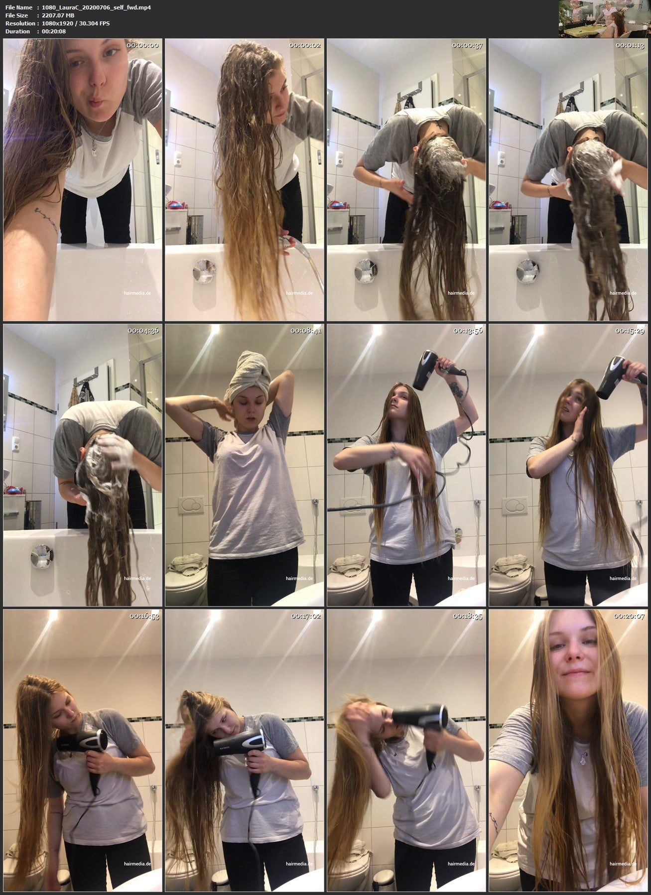 1080 LauraC 200706 self forward over tub wash and brush 20 min HD video for download
