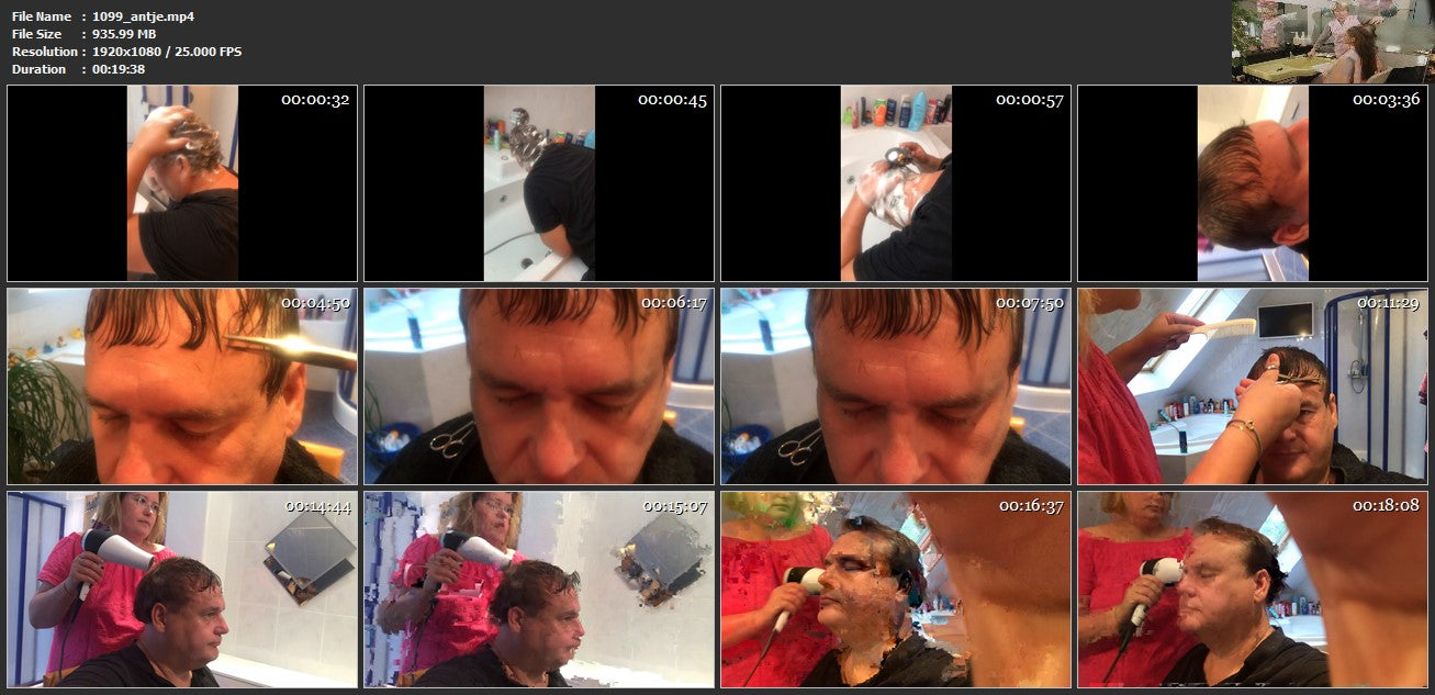 1099 Barberette Antje doing a home haircut 19 min video for download