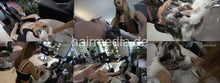 Load image into Gallery viewer, 386 10 blonde teen LeaS in leatherpants by Zoya backward salon shampooing hair wash