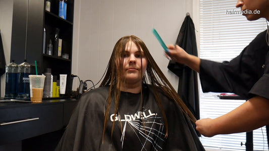 1142 Full Salon hair day, Highlighting, Brushing, Shampooing:   cutting part only 28 min HD video for download