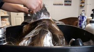 1142 Full Salon hair day, Highlighting, Brushing, Shampooing:   shampoo part only 10 min HD video for download