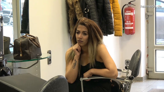 1148 03 Bulgarian shampoo session, damaged hair by Zoya in leatherpants backward pampering