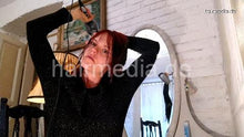 Load image into Gallery viewer, 1150 JulieS redhead home 210306 self coloring tint red in CZ black pullover blow dry part