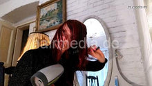 Cargar imagen en el visor de la galería, 1150 JulieS redhead home 210306 self coloring tint red in CZ black pullover blow dry part