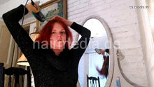 Load image into Gallery viewer, 1150 JulieS redhead home 210306 self coloring tint red in CZ black pullover blow dry part