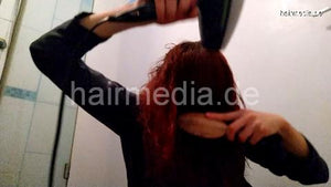 1150 JulieS redhead home 210303 self shampooing forward in CZ and blow out