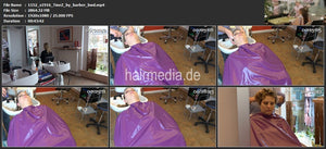 1152 curvy TineZ by barber backward shampooing in heavy purple pvc cape