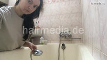 Load image into Gallery viewer, 1153 Natasha Ukraine self home hair shampooing over bathtub