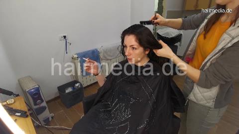 1155 Neda Salon 20210503 trim haircut very thick and curly hair and blow