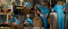 将图片加载到图库查看器，133 daily haircut in Dederon RSK apron by barberette in rollers  XXL cape