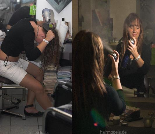 147 Barberette JuliaM washing her hair blow dry part in salon