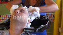 Cargar imagen en el visor de la galería, 290 Vekoslav, backward  wash salon shampooing by mature barberette in Serbia