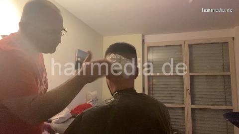 2012 20210318 StefanS b shampoo upright and backward and shave by hobbybarber in home office
