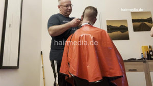 2012 20220205 homeoffice red vinyl cape buzzcut by hobbybarber