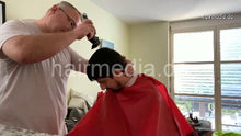 Load image into Gallery viewer, 2012 20210111 StefanS home buzzcut by Nico in red cape clippercut