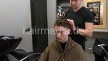 Charger l&#39;image dans la galerie, 2015 youngman Ukrainian perm Part 4 aftercut shampoo fresh permed hair and blow by barber