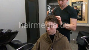 2015 youngman Ukrainian perm Part 4 aftercut shampoo fresh permed hair and blow by barber
