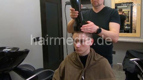 2015 youngman Ukrainian perm Part 4 aftercut shampoo fresh permed hair and blow by barber