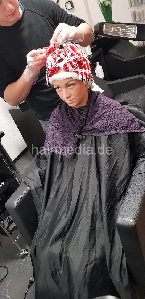 7095 Charline 3 perm on redhead bleached hair