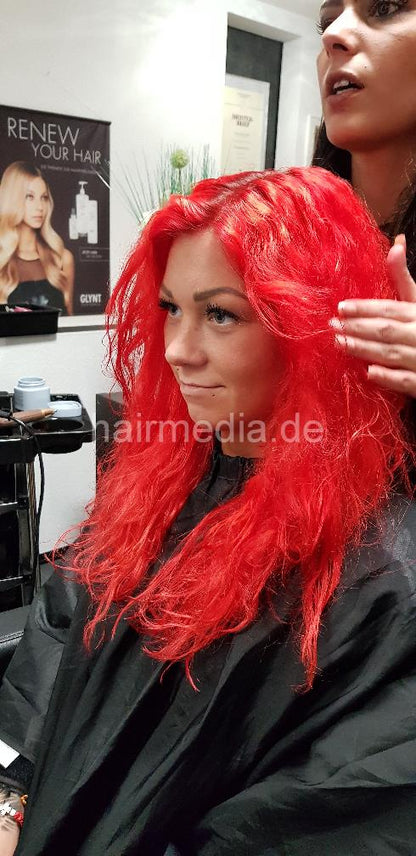 7095 Charline 4 redhead bleached and permed, cut and blow