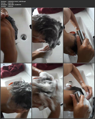 1167 barberette BabsiS 0706 self home shampooing over bath sink forward shampooing