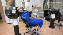Carica l&#39;immagine nel visualizzatore di Gallery, 399 KseniaK live extrem long 3 backward salon self shampooing in blue dress and boots
