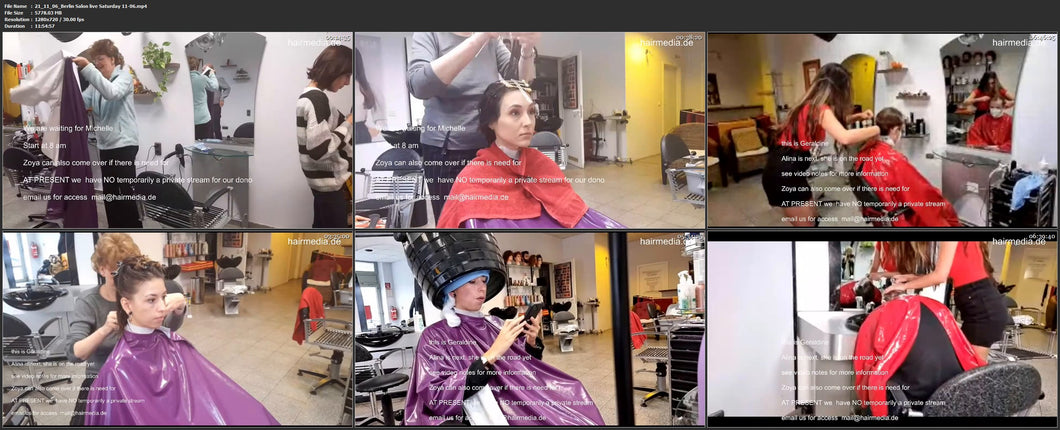 1050 211106 Livestream 12 hours, Michelle, Alina, Hanna, haircut, capeshop, shampoo perm, wet set