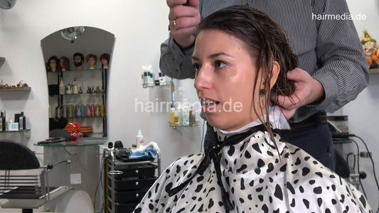 1181 Geraldine 3 by barber forced haircut in tie closure cape