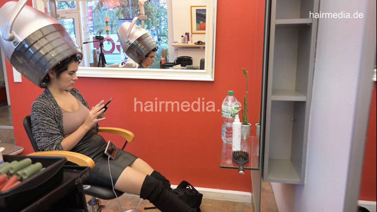 1182 AlinaR 4 under the dryer in pvc cape torture and texting