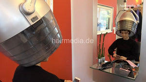 1180 MichelleB by barber 3 self wet set in salon and ASMR hood dryer scene