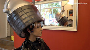1180 MichelleB by barber 3 self wet set in salon and ASMR hood dryer scene