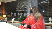 Load image into Gallery viewer, 4059 Cara 2 bleaching in large red vinyl cape