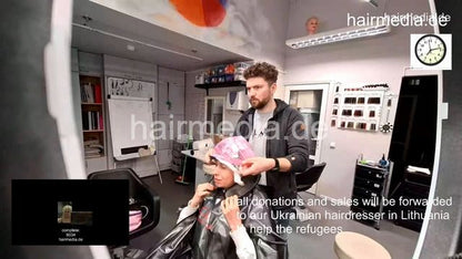 7201 Ukrainian hairdresser doing Lithuanian red head perm in Kaunas 220319